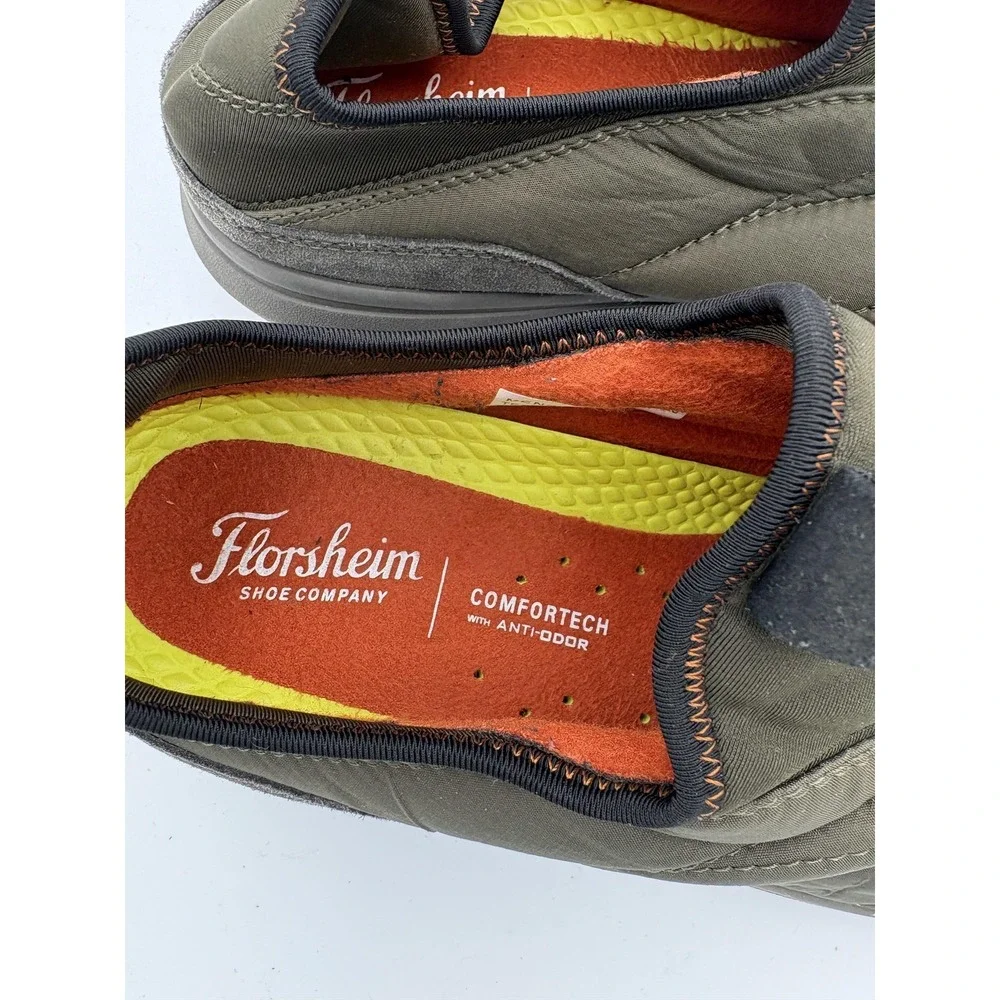 Florsheim Comfortech Shoes Mens Size 9.5 Green Quilted Slip On Comfort 14345-303